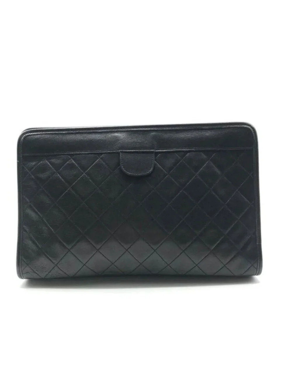 Chanel Quilted Clutch Black Gold